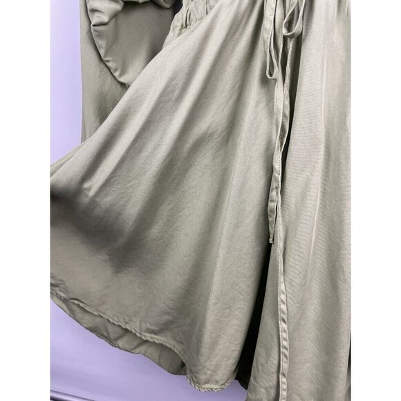 Zara Green 100% Lyocell Long Balloon Sleeve Cinched Waist Mini Dress Size XS - Picture 9 of 11